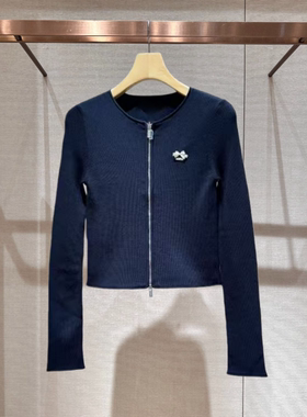 2026年春季新款圆领拼接蝴蝶结拉链款长袖针织开衫女上衣XSJ1M04C