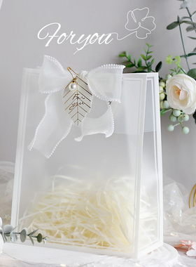 高端透明伴手礼袋PVC手提空袋喜糖盒礼品袋满月结婚礼盒伴娘礼袋