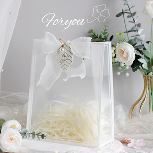 高端透明伴手礼袋PVC手提空袋喜糖盒礼品袋满月结婚礼盒伴娘礼袋