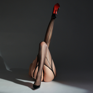 卿荷超薄性感2025后竖线虾线极光油亮黑丝袜开档床上免脱女连裤袜