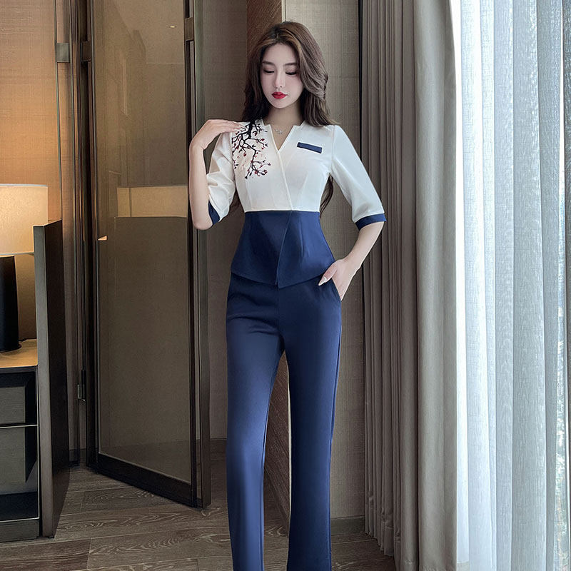 足疗足浴桑拿技师工作服女长裤