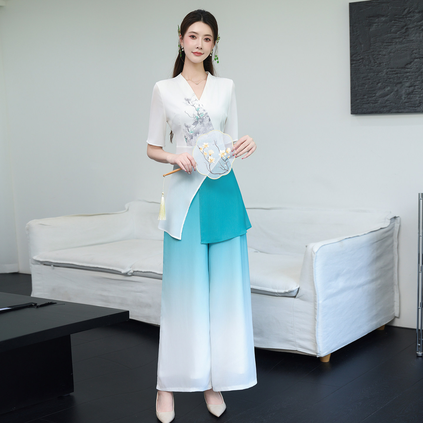 美容院工作服女高端气质采耳套装