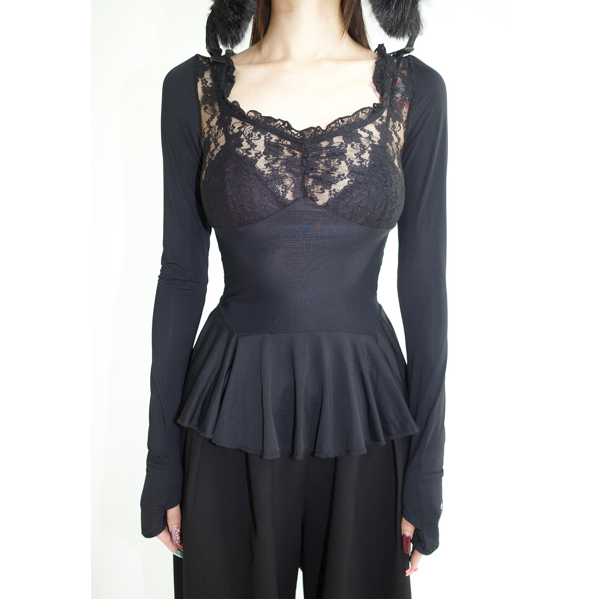 FOURFORTY ABC45678 BALLET TOP 优雅机能芭蕾 蕾丝拼接上衣