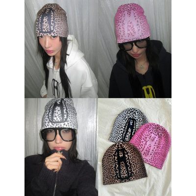 FOURFORTY 印花豹纹毛线帽