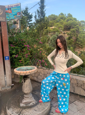 FOURFORTY CHERRY DOTS BUTTON DOWN PANTS 樱桃波点侧排扣运动裤