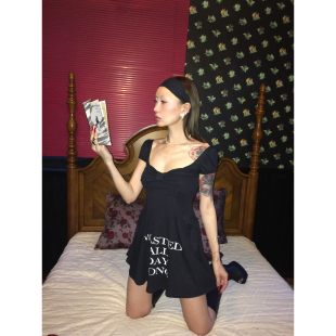 DRESS暗黑星期三 FOURFORTY BLACK STUDENT jennie风复仇小黑裙