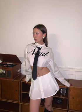 FOURFORTY NERD SUPER HOT SHIRT&SKIRT 韩女风暴 衬衫百褶裙套装