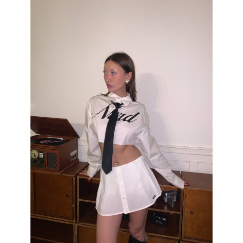 FOURFORTY NERD SUPER HOT SHIRT&SKIRT 韩女风暴 衬衫百褶裙套装