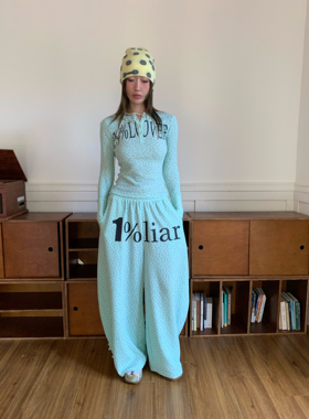 FOURFORTY 1% LIAR WAFFLE PANTS 中式盘扣 碎花华夫格居家裤