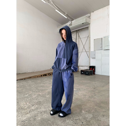 FOURFORTY PATCHWORK SHADOW STARS  水洗法工蓝卫衣卫裤套装