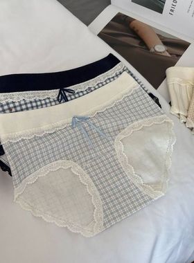 强势新品力推6167复古撞色清新婴儿棉少女中腰内裤可甜可盐闭眼冲