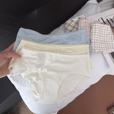 低饱和耐看~6553盐系可露丽法式复古甜美中腰蕾丝边少女内裤透气