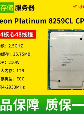 Intel/英特尔 至强铂金 8259CL 服务器CPU 24核心48线程 2.5GHZ