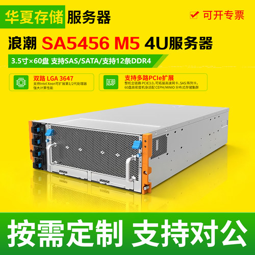 浪潮SA5456 M5/AS13000G5-M60 4U准系统60盘位二手存储服务器主机