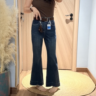 女 欧货 高腰四面弹直筒喇叭牛仔九分裤 2025新款 Y154小个子秋季