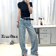 阔腿直筒浅蓝牛仔裤 Jeans 女M 2026新款 高腰烫钻无弹美式 7220 春季