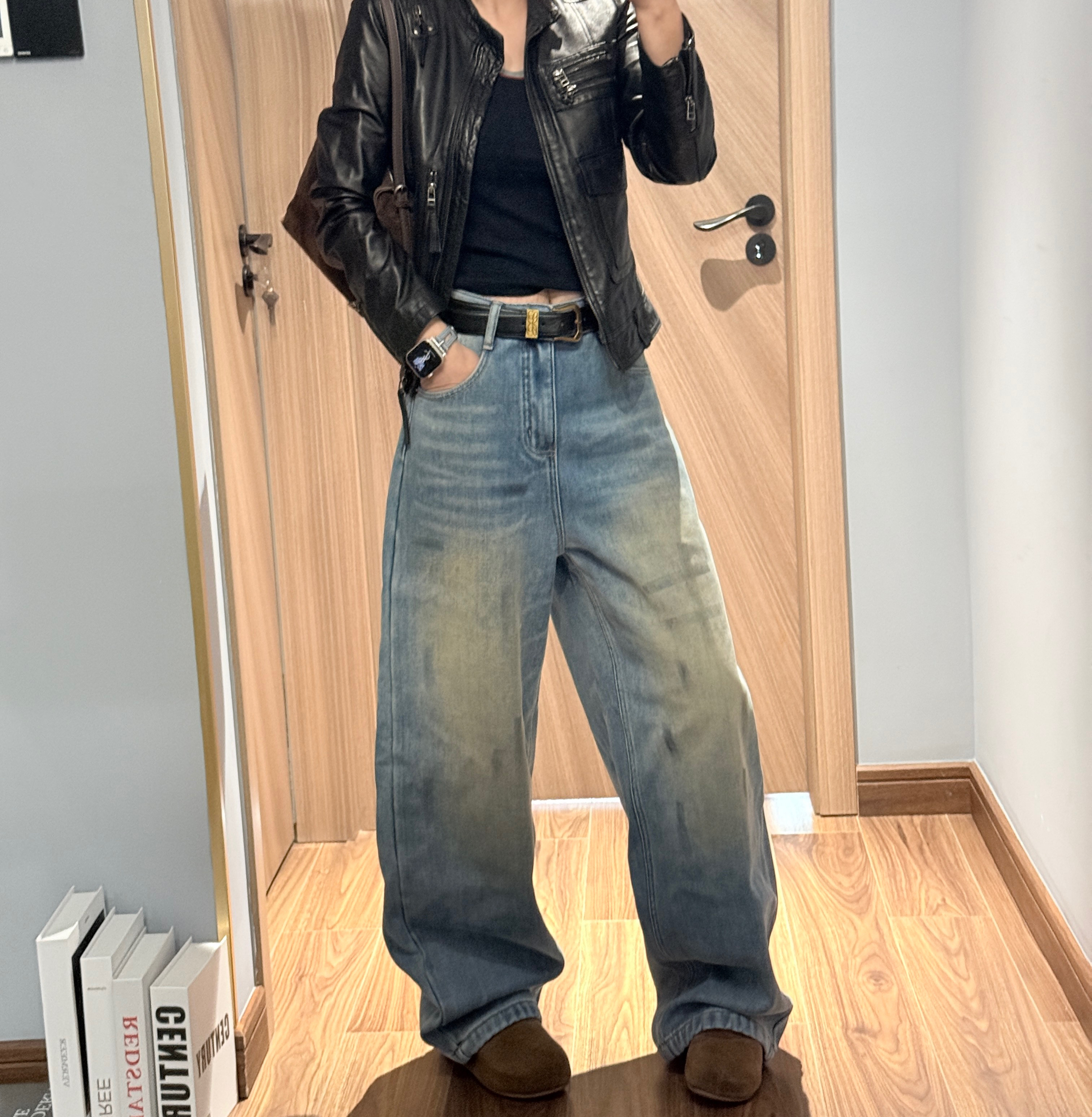 JEANS W993 冬季复合绒2026新款高腰宽松无弹美式弯刀裤牛仔裤女B,女装/女士精品,牛仔裤,淘宝优惠券,粉丝福利购,淘宝优惠卷