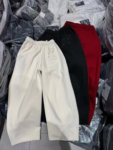 抽绳松紧腰宽松加绒阔腿弯刀休闲卫裤 厚绒2025新款 女M 2220冬季