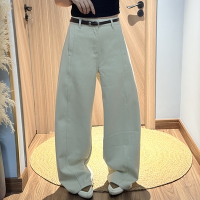 JEANS 6089冬季2025 新品无弹复合绒牛仔裤高腰阔腿弯刀休闲裤女W