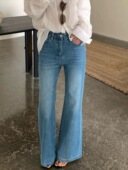 四面弹微喇牛仔裤 正品 女2026春新款 韩版 潮 显瘦烫钻喇叭裤 5363