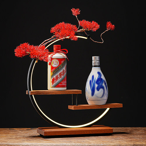 白酒发展示架博古架 桌面摆件灯圈底座酒水品鉴陈列酒店手办定制