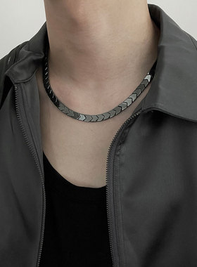 黑胆石项链男潮小众设计配饰高级感嘻哈欧美ins高街冷淡风蛇骨链