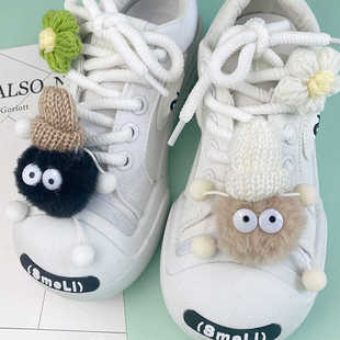 ins可爱卡通煤球鞋扣可拆卸毛绒鞋带装饰扣适配ouder立体儿童鞋花