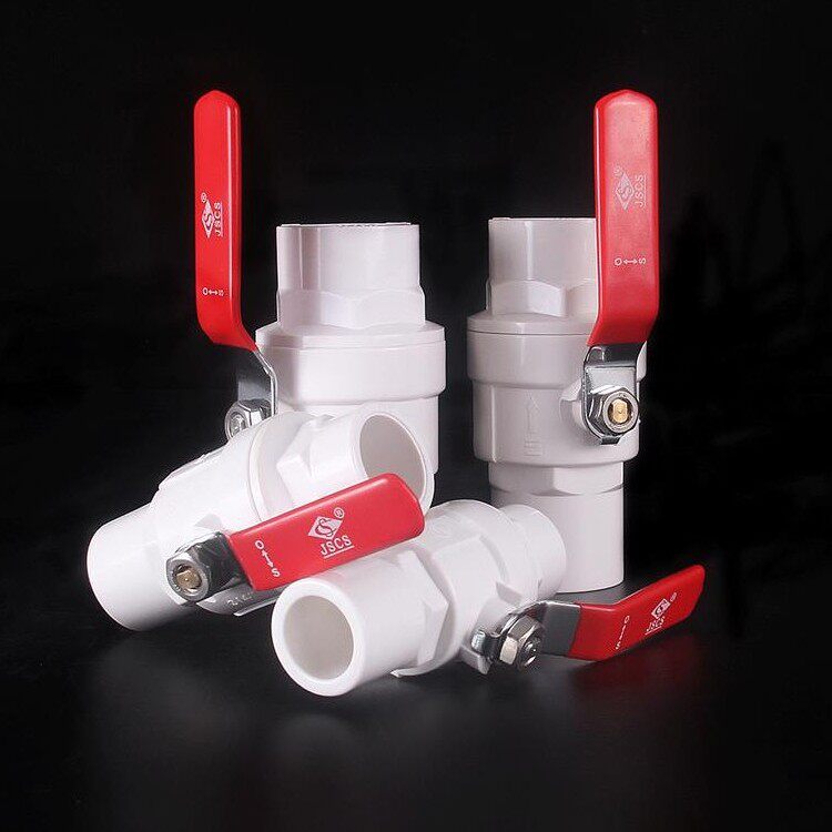 PVC球阀钢把手拧开水关20 2 32 40 50易 63止水阀塑料鱼缸5管配件