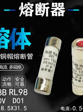 熔断器RL8B RL8 RL98B RL98 D01熔芯500V带红点 2A 4A 6A 10A 16A
