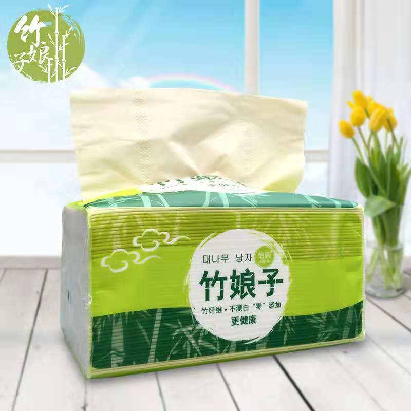 卫生纸厂竹娘子本色抽纸餐巾纸竹浆纸巾整箱12包面巾纸