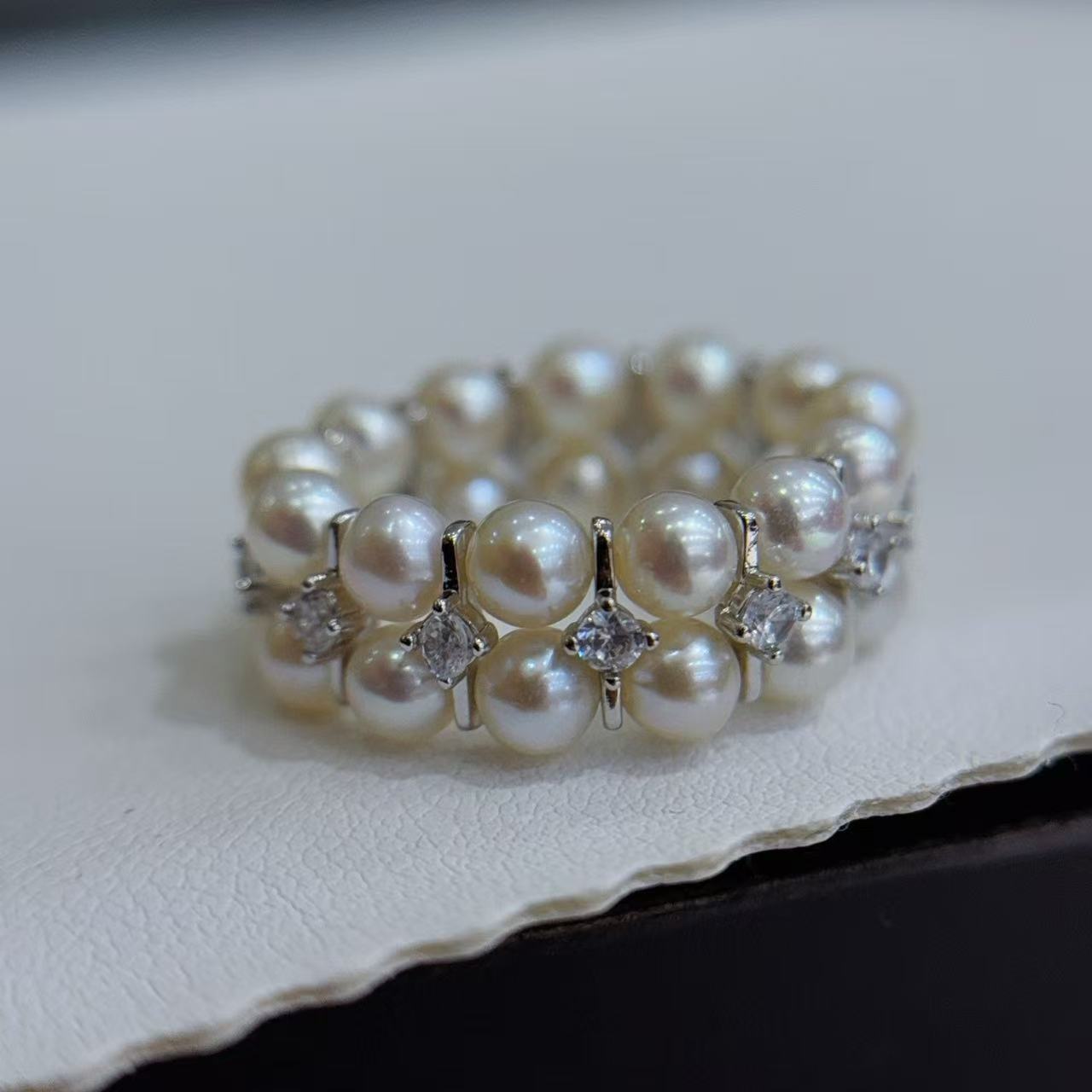 【二米专享】双排戒指淡水珍珠