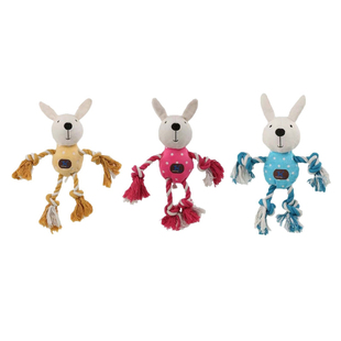 绮敏CharmingPet复活节兔子狗玩具结绳金毛耐咬磨牙宠物发声解闷