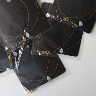 XL225 饰品 天然月光石蓝光水滴极细金丝线项链项圈