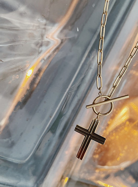 欧美十字架钛钢不掉色锁骨链