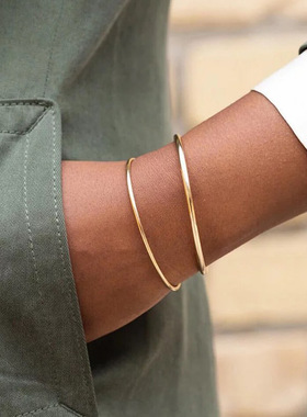 细款窄版钛钢18K金手环