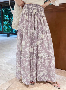 GRACETINA HOO｜法式浪漫度假通勤｜印花打揽拼接蛋糕半身裙女夏