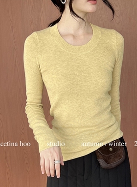 GRACETINA HOO｜法式简约高智感通勤｜羊毛汤匙领针织衫女秋冬