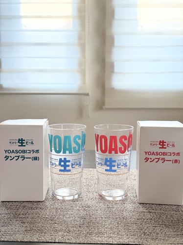 实拍极稀有YOASOBI三得利联名漫画款超限定啤酒杯一对日本直邮