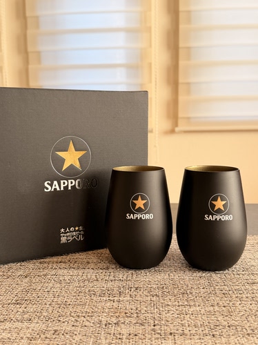 日本现货实拍限量发售日本SAPPORO三宝乐黑标啤酒杯套装抽选款