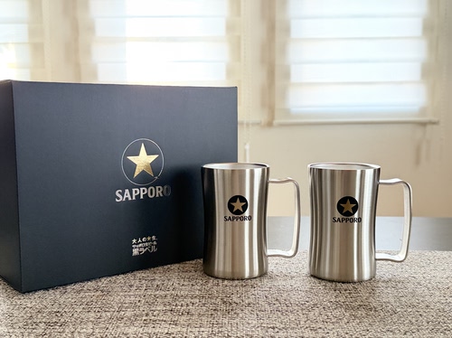 独家限量日本三宝乐sapporo金属不锈钢杯露营啤酒杯对杯