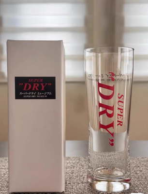 国现秒发日本薄款ASAHI朝日SUPER DRY经典红字博物馆限定玻璃杯