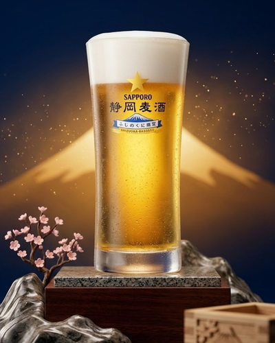 稀少款日本进口sapporo札幌静冈麦酒大蛮腰啤酒杯直饮杯380ml无盒