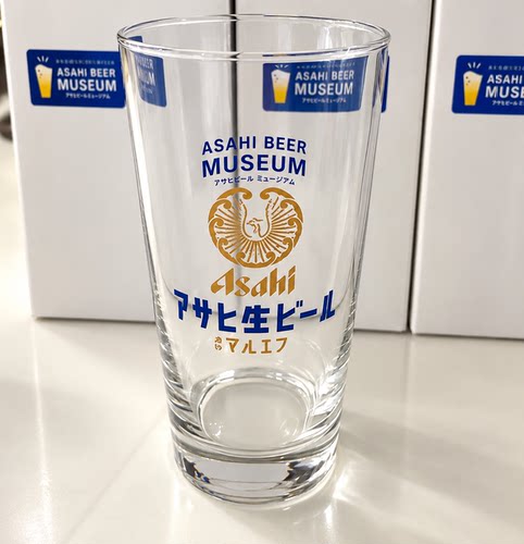 现货全网稀缺朝日asahi不死鸟复古啤酒杯玻璃杯435ml大容量带盒