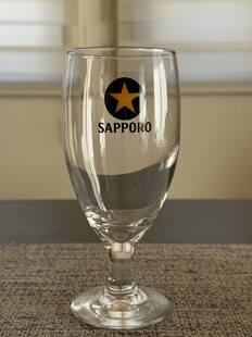 现货实拍日本SAPPORO三宝乐宽版限量款啤酒杯高脚杯艾尔杯稀有