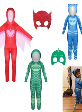 PJ Masks万圣节服装六一儿童蒙面侠英雄猫小子cosplay造型紧身衣