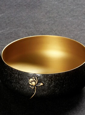 纯铜大号茶洗加厚大号建水水盂水洗茶盘茶道六君子零配全铜干泡台