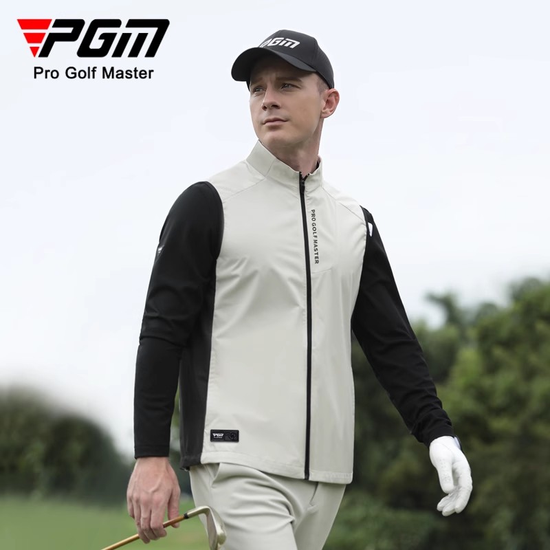 PGM 高尔夫马甲外套 男士防风防雨上衣 拉链立领运动服装男装
