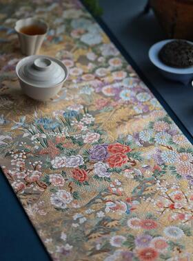 引之西阵织高端茶席织锦茶垫真丝茶礼品精致织金织银茶旗正绢桌旗