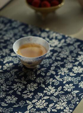 引之棉麻加厚印花茶席布艺桌旗吸水茶布茶杯垫禅意中式复古民族风