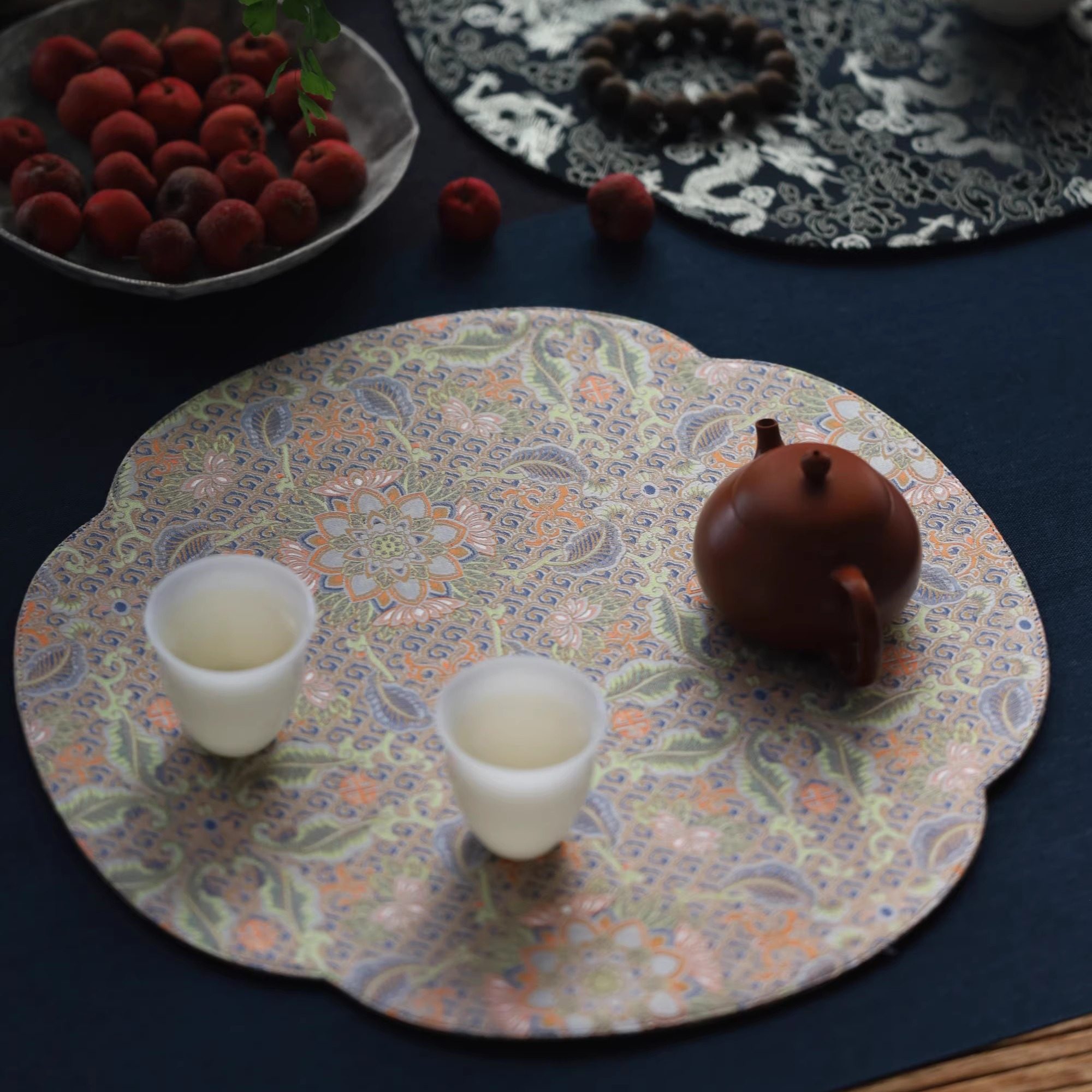 中式海棠型蜀锦加厚织锦茶席宋锦茶垫复古素雅茶道干泡席茶布桌垫,居家布艺,茶席,淘宝优惠券,粉丝福利购,淘宝优惠卷